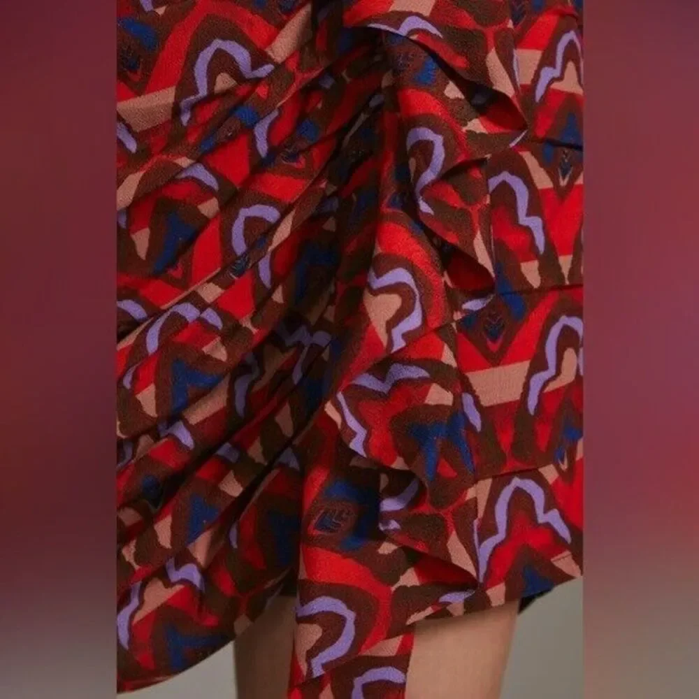 Anthropologie Dolan Left Coast Ruffle Mini Skirt Size XXS NWT Red Blue Purple
